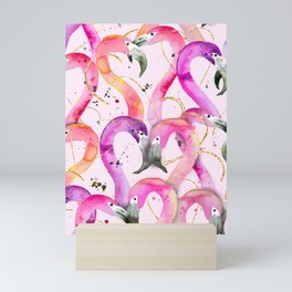 Pink Flamingo Hearts Mini Art Print