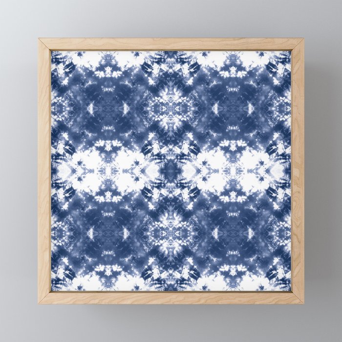 Shibori Tie Dye Indigo Blue Framed Mini Art Print