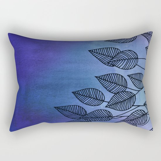 Midnight Blue Garden - watercolor & ink leaves Rectangular Pillow
