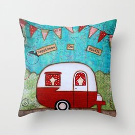 Vintage Camper Red Throw Pillow
