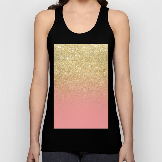 Modern gold ombre pink color block Unisex Tank Top