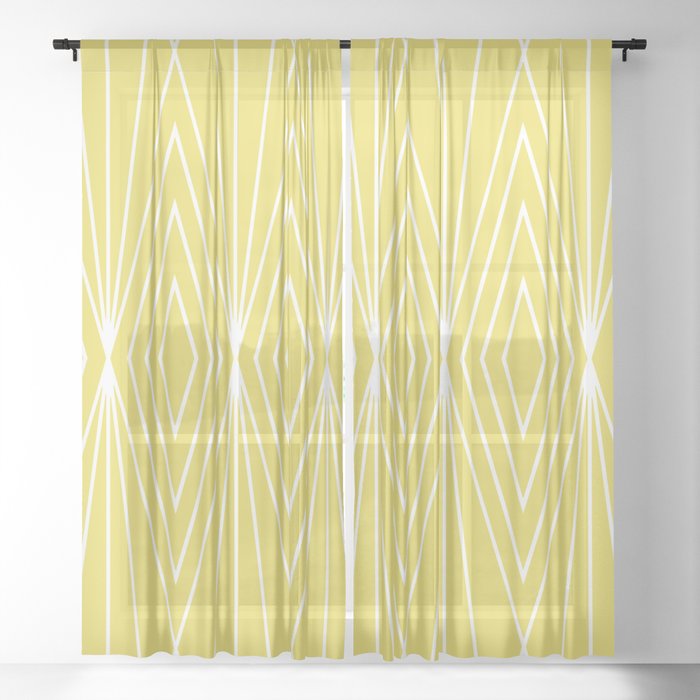 Simple Modern Diamond Lines Yellow Sheer Curtain