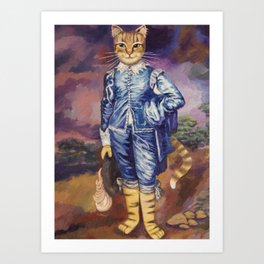 Homage to Gainsborough Blue Boy Tabby Cat Art Print