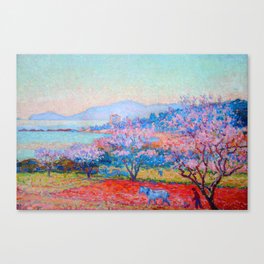 Theo van Rysselberghe Landscape with Almond Blossoms Canvas Print