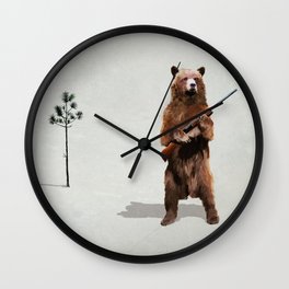 Bear with a shotgun Wall Clock