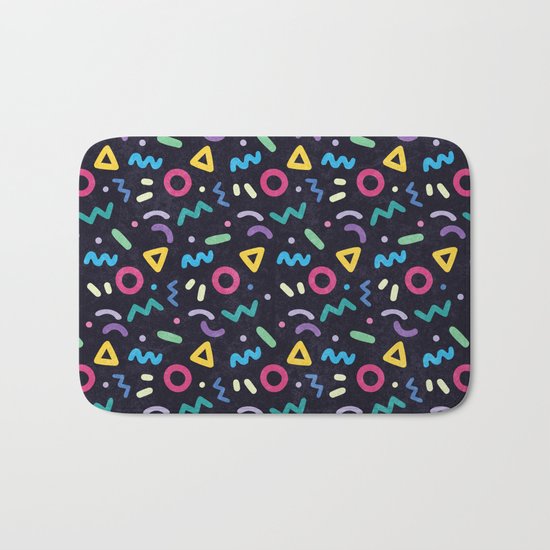 Black Memphis Pattern Bath Mat