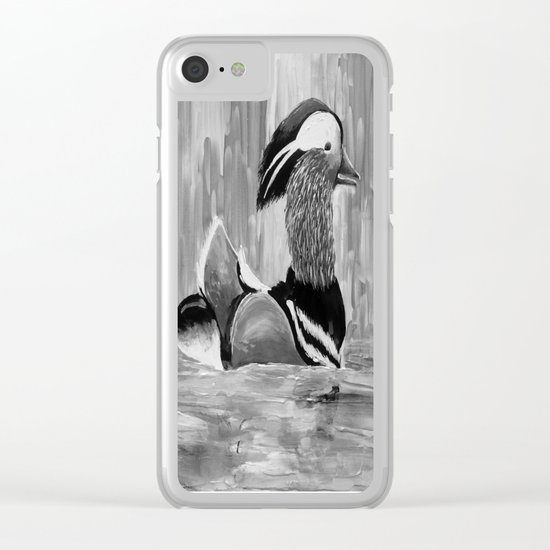Mandarin Duck at Night Enjoying the Reflection on the Water Clear iPhone Case