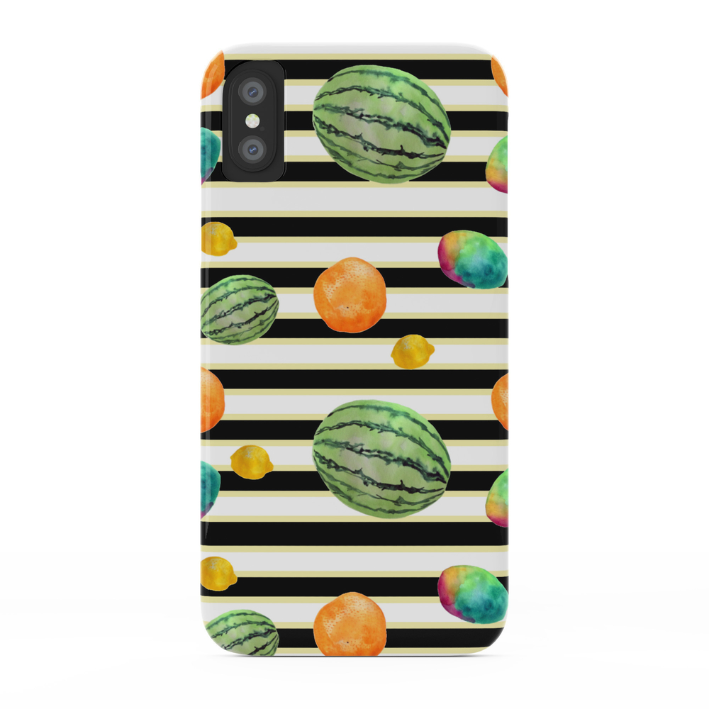Fruit With Black + White Stripes Phone Case by iheardyoucandraw