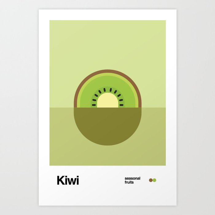 Kiwi Minimalist Fruit Graphic Design - Seasonal Fruits Art Print
