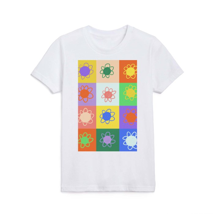 Floral checkerboard pattern Kids T Shirt