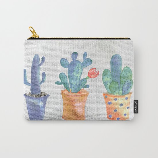 Three Blue Cacti Carry-All Pouch