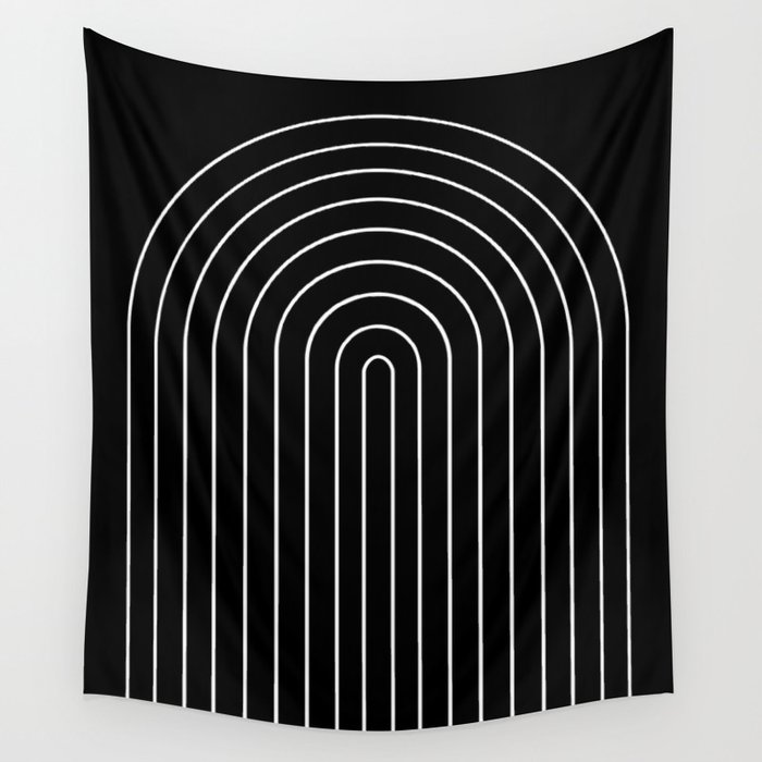 Minimal Arch III Black and White Modern Geometric Lines Wall Tapestry