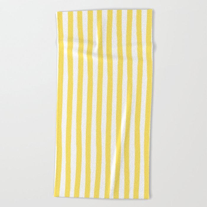 Yellow and White Cabana Stripes Palm Beach Preppy Beach Towel