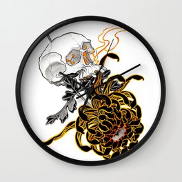Chrysanthemum Skull Wall Clock
