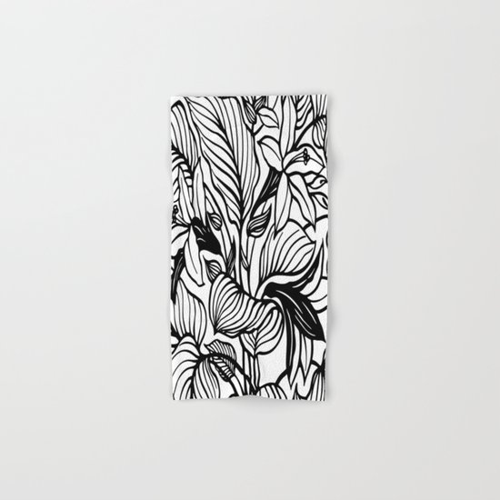 White Black Floral Minimalist Hand & Bath Towel