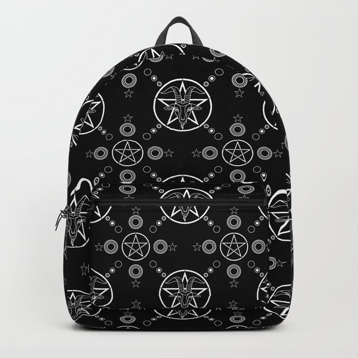 Baphomet Pentagram Pattern - White/Black Backpack