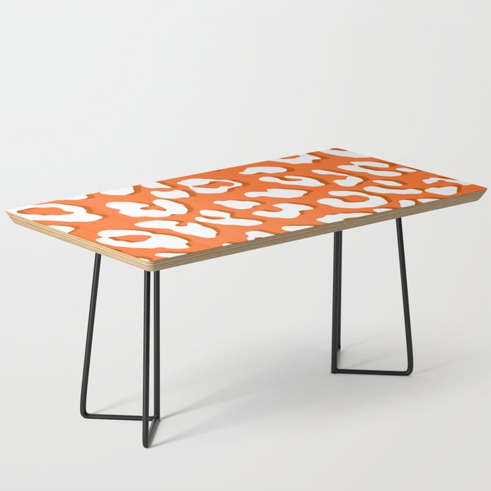 White Leopard Print Orange Coffee Table