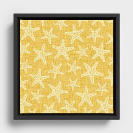 Sweet Starfish Pattern 246 Yellow Framed Canvas