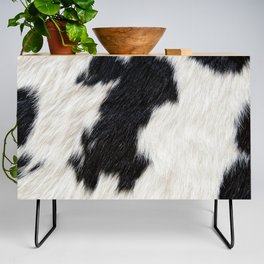 Black and White Cowhide, Cow Skin Print Pattern Modern Cowhide Faux Leather Credenza