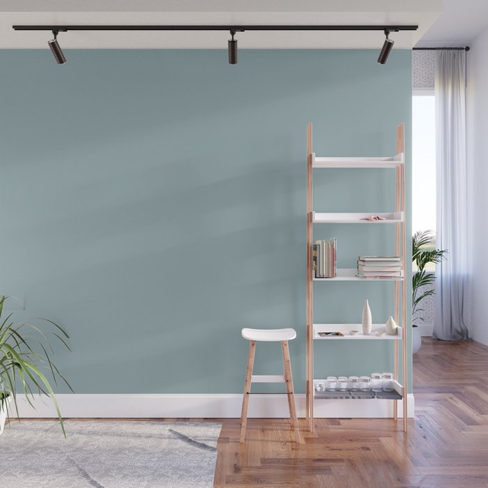 Dark Pastel Blue Solid Color Inspired by Benjamin Moore Buxton Blue HC-149 Wall Mural