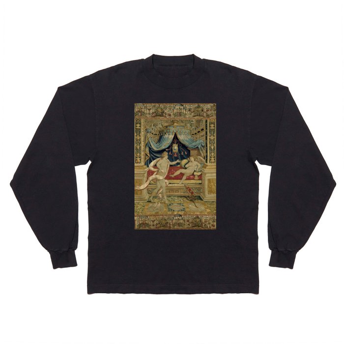 Antique 16th Century 'Venus & Cupid' Flemish Tapestry Long Sleeve T Shirt