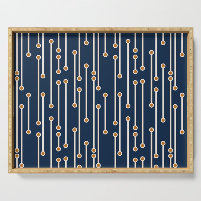 Dotted Lines in Navy, Cream and Orange Serving Tray