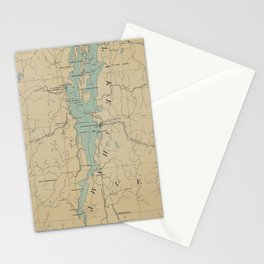 Vintage Lake Champlain Lighthouse Map (1896) Stationery Card