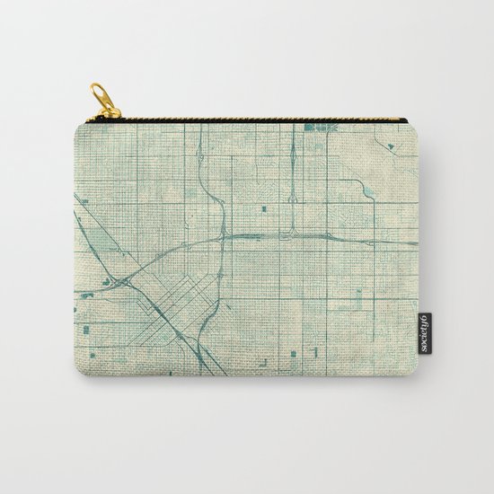 Fresno Map Blue Vintage Carry-All Pouch