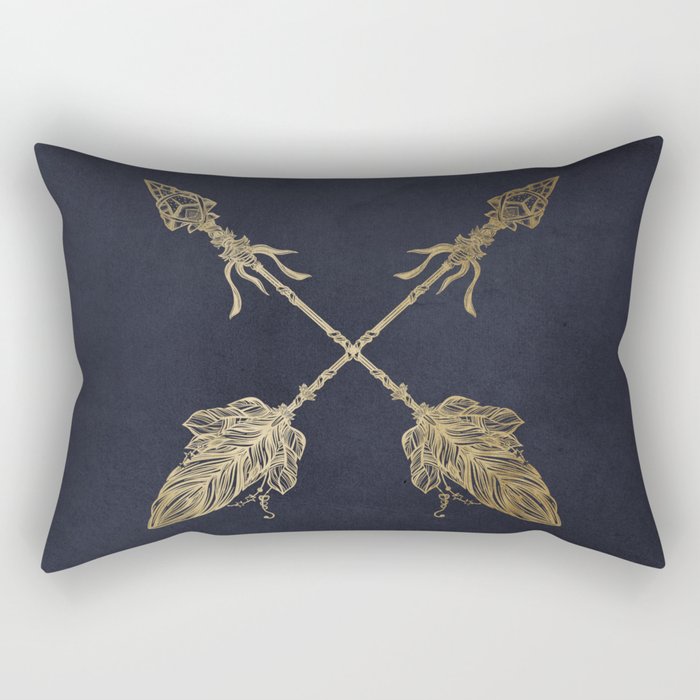 Arrows Gold Copper Bronze on Navy Blue Rectangular Pillow