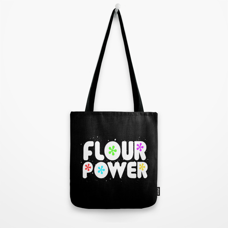 Flour Power Baking Baker Chef Cookie Grocery Travel Reusable Tote Bag 