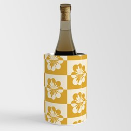 Retro Floral Pattern - Yellow White 2 Wine Chiller