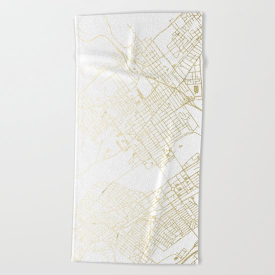 Wilkes-Barre Gold and White Map Beach Towel