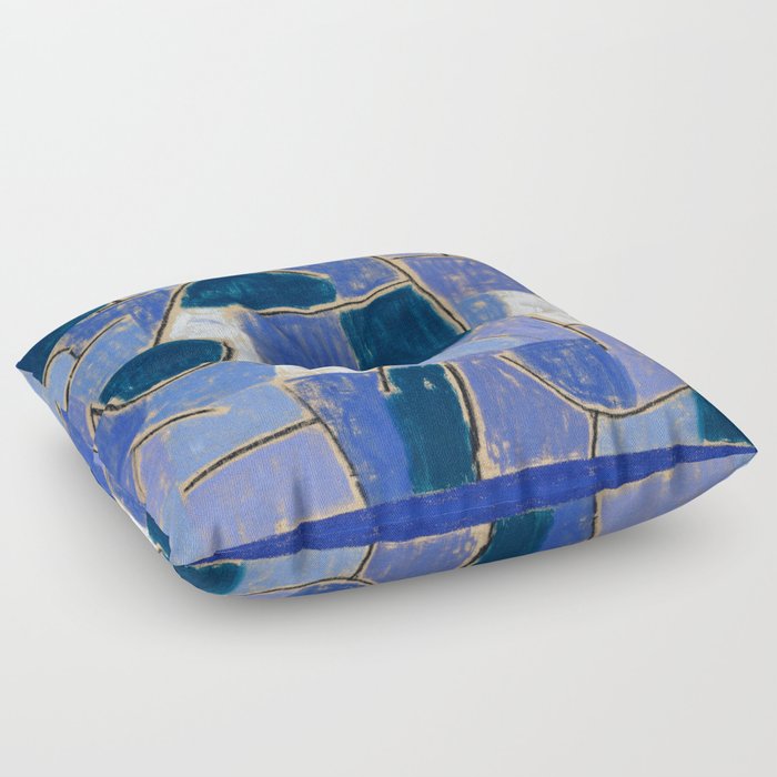 Bauhaus Paul Klee Blue Night Painting Abstract Mid century modern Geometry  Floor Pillow