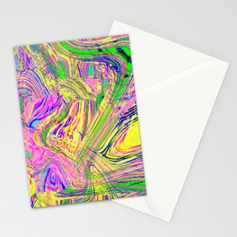 pink yellow pixel glitch Stationery Cards
