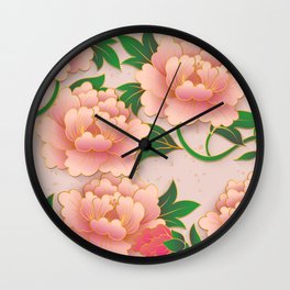Beautiful Blush Soft Pink Retro Design Rose Pattern Wall Clock