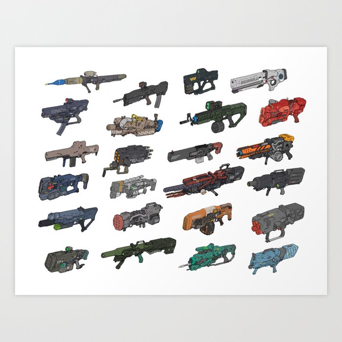 Guns Weapons Scifi Art Print