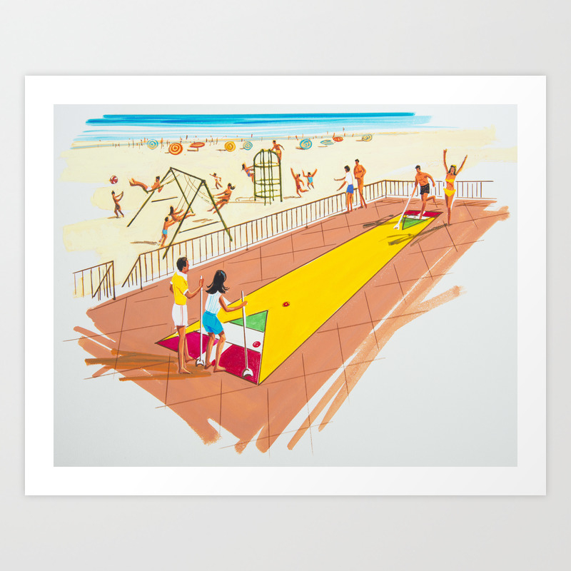 Shuffleboard Art From The 1960 S Retro Illustration Art Print By Retrostockpix Society6