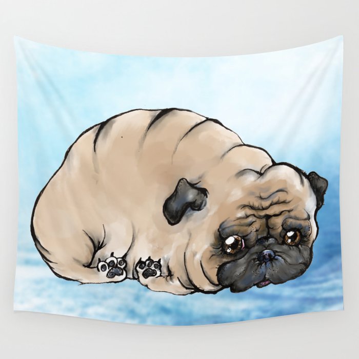 Depressed Pug Wall Tapestry