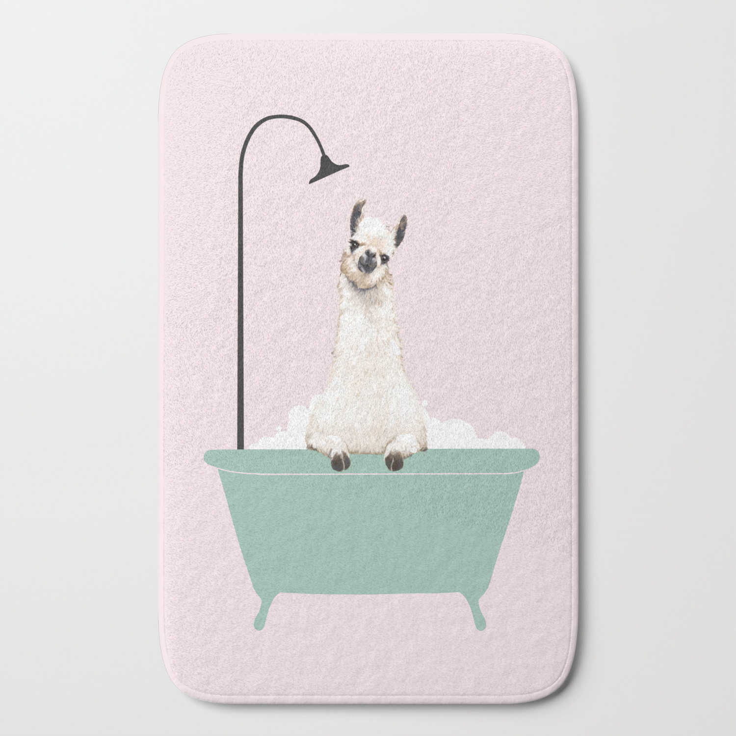 Llama Enjoying Bubble Bath Bath Mat By Bignosework Society6