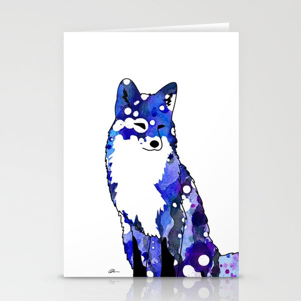 Blue Galaxy Fox Stationery Cards