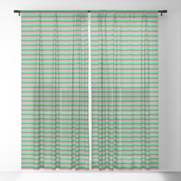 [ Thumbnail: Hot Pink, Green, and Dark Olive Green Colored Striped Pattern Sheer Curtain ]