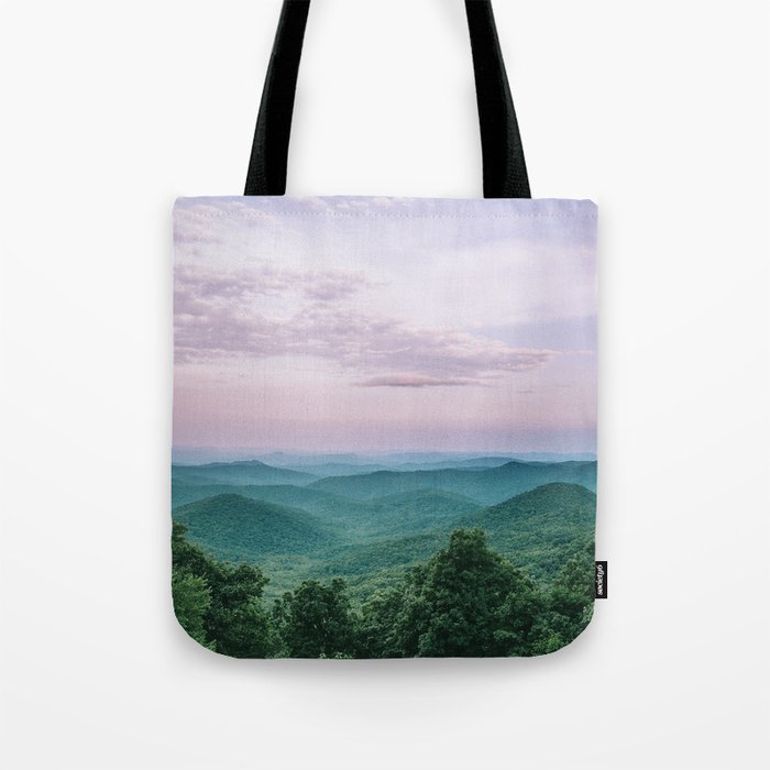 Pink Sunset over the Blue Ridge Mountains Tote Bag