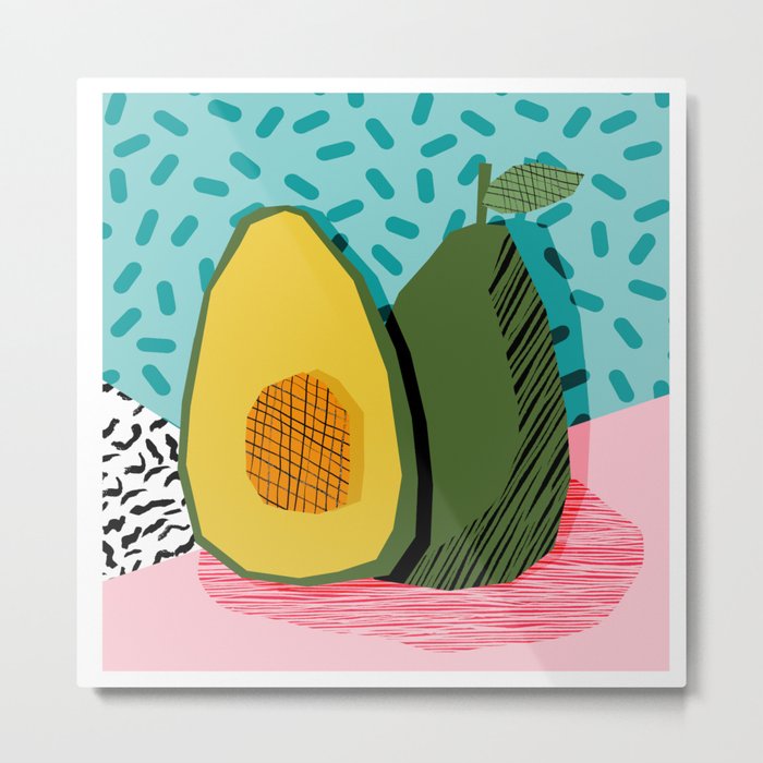 Choice - wacka memphis throwback retro neon fruit avocado vegetable vegan vegetarian art decor Metal Print