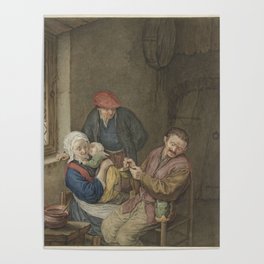 Peasant family in interior, Benjamin Wolff, after Adriaen van Ostade, 1768 - 1825 Poster