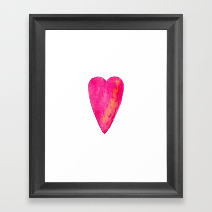 Pink Heart Full Of Love Watercolor Framed Art Print