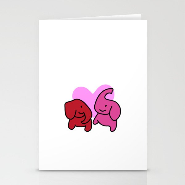 Elephants In Love – Two Cute Elephants With Heart  Stationery Cards