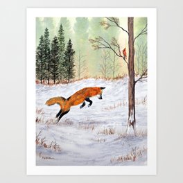 The Leaping Red Fox Art Print