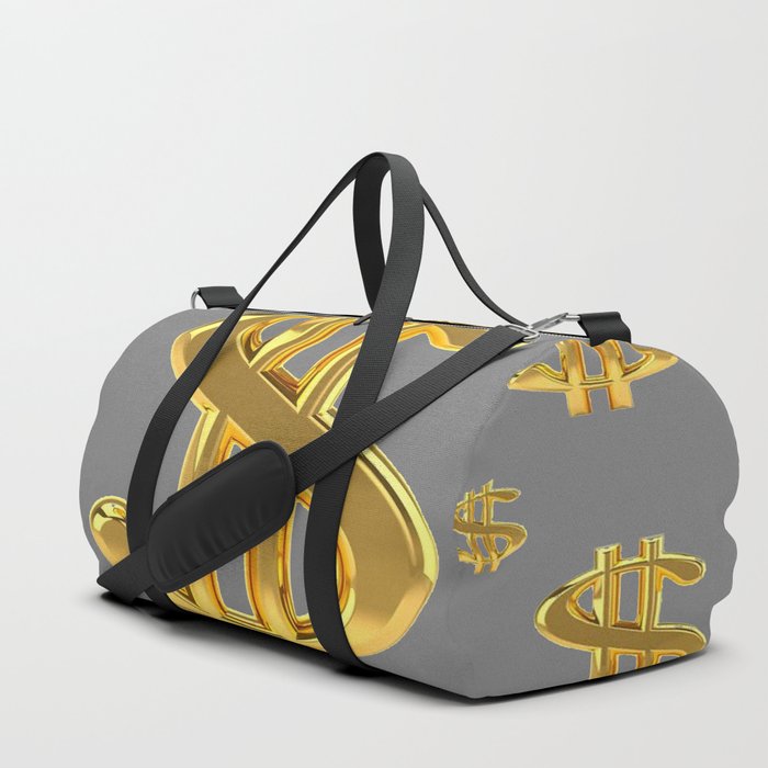 GOLDEN MONEY DOLLARS & CHARCOAL GREY  PATTERN MODERN ART Duffle Bag