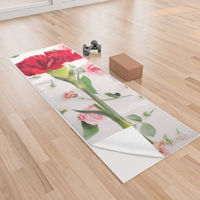 Red Flower Design  Yoga Towel