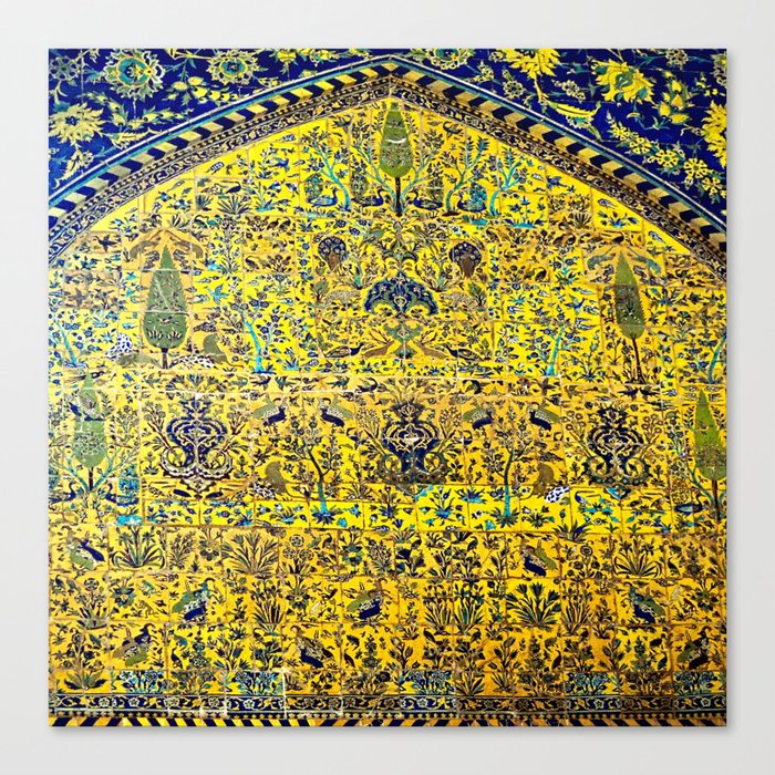Ancient Persian Decorative Tilework Mosaic Garden, Persia, Iran Canvas Print